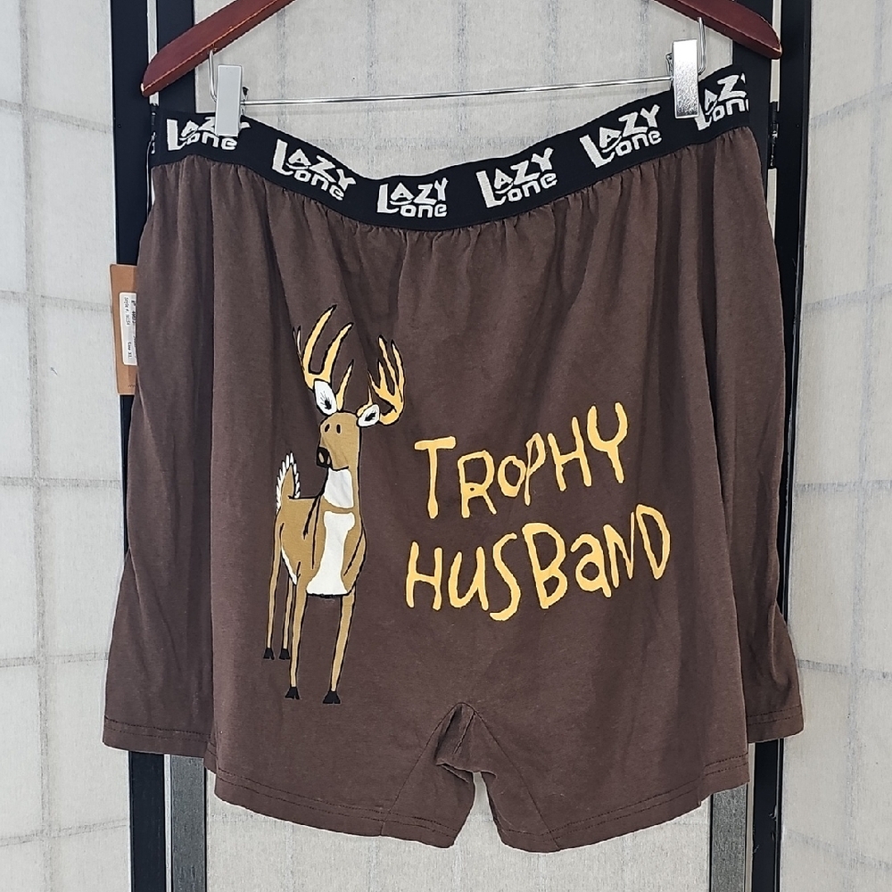 NWT Lazy One Brown Boxers Trophy Husband Size Large